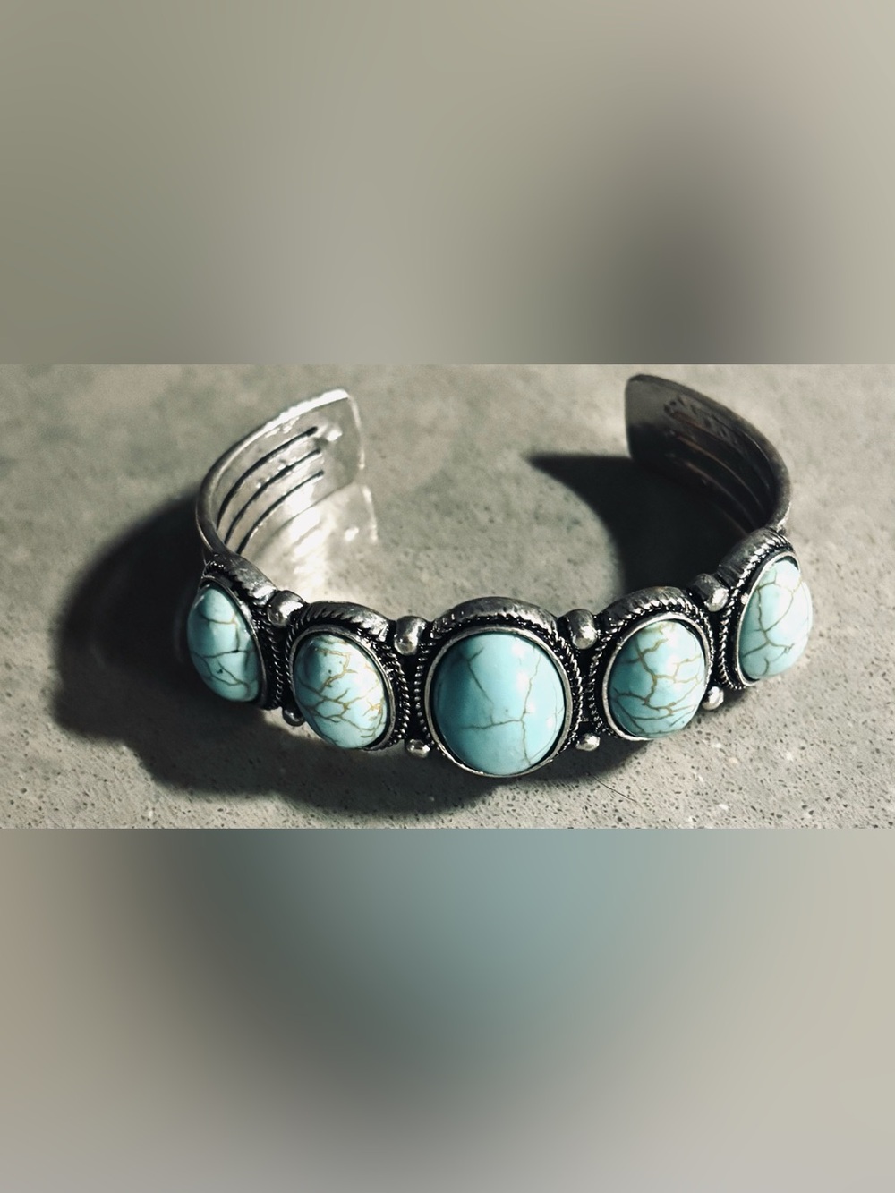 Sterling Silver Turquoise Stone Cuff Bracelet